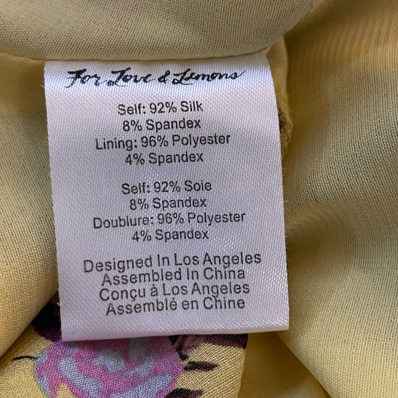 For Love And Lemons Silk Beaumont Sleeveless Top Yellow Floral Print Size M - Picture 7 of 8